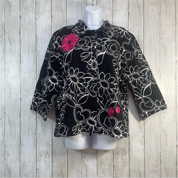 Krazy Kat Floral Embroidery Button Up Waist Jacket Extra Large - Picture 1 of 8